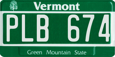 VT license plate PLB674