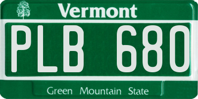 VT license plate PLB680