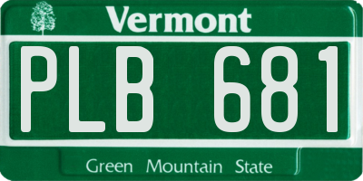 VT license plate PLB681