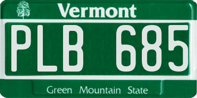 VT license plate PLB685