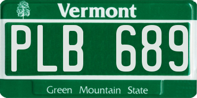 VT license plate PLB689