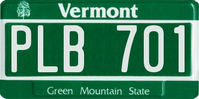 VT license plate PLB701