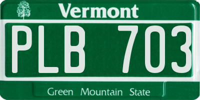 VT license plate PLB703