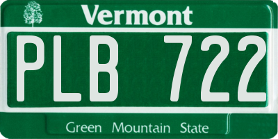 VT license plate PLB722