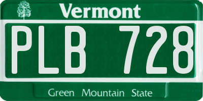 VT license plate PLB728
