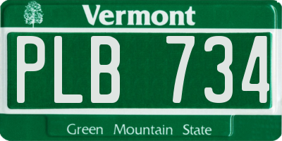 VT license plate PLB734