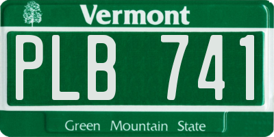 VT license plate PLB741