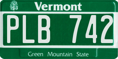 VT license plate PLB742
