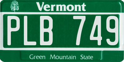 VT license plate PLB749