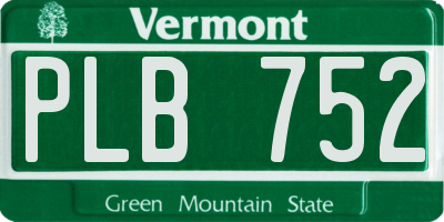 VT license plate PLB752