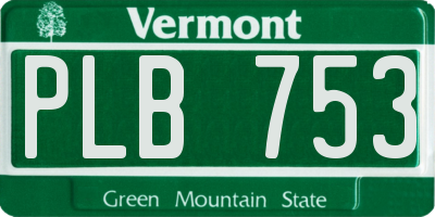 VT license plate PLB753