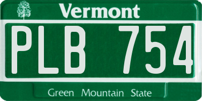 VT license plate PLB754