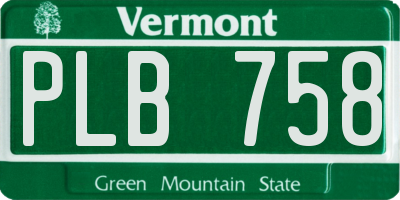 VT license plate PLB758