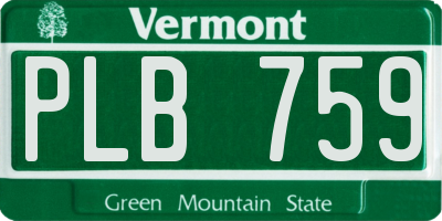 VT license plate PLB759