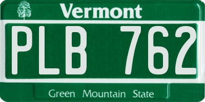 VT license plate PLB762