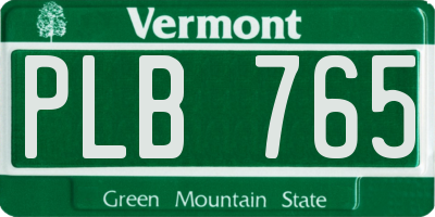 VT license plate PLB765