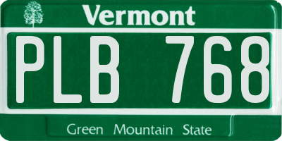 VT license plate PLB768