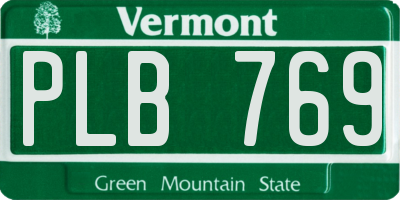 VT license plate PLB769