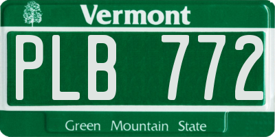VT license plate PLB772