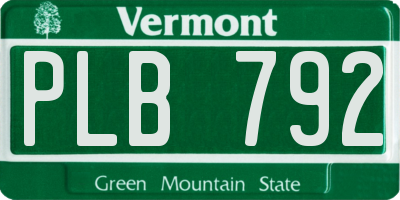 VT license plate PLB792