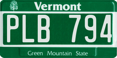 VT license plate PLB794