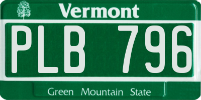 VT license plate PLB796