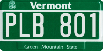 VT license plate PLB801