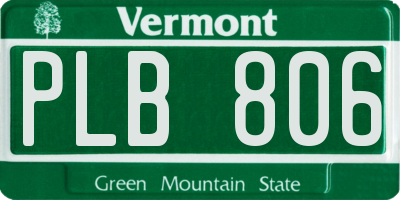 VT license plate PLB806