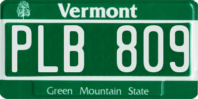 VT license plate PLB809