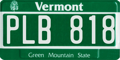 VT license plate PLB818