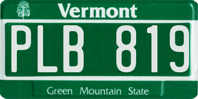 VT license plate PLB819