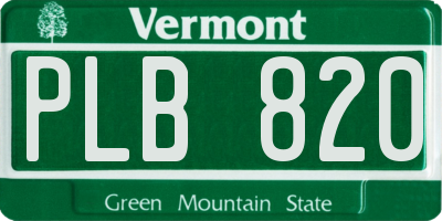 VT license plate PLB820