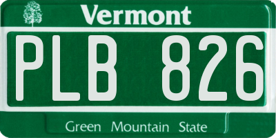 VT license plate PLB826