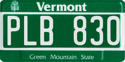 VT license plate PLB830