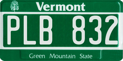 VT license plate PLB832