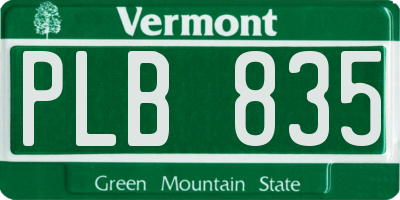 VT license plate PLB835
