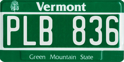 VT license plate PLB836