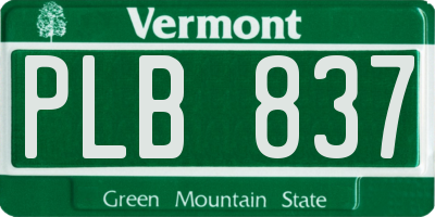 VT license plate PLB837