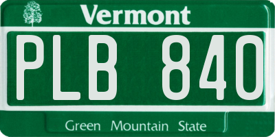 VT license plate PLB840