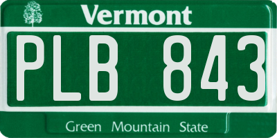 VT license plate PLB843