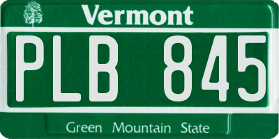 VT license plate PLB845