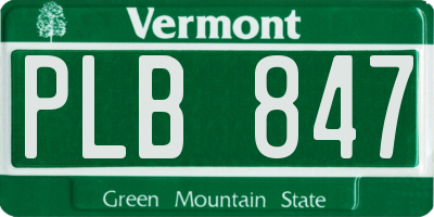 VT license plate PLB847