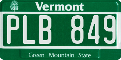 VT license plate PLB849