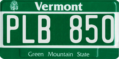 VT license plate PLB850