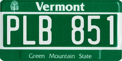 VT license plate PLB851