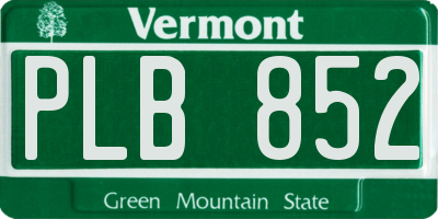 VT license plate PLB852