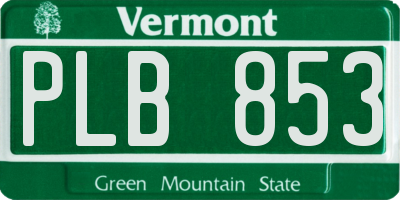 VT license plate PLB853