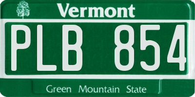 VT license plate PLB854