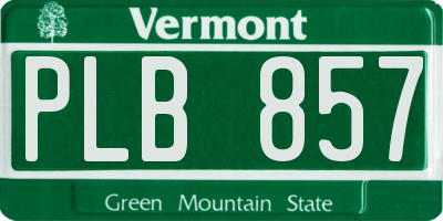 VT license plate PLB857