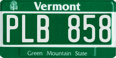 VT license plate PLB858